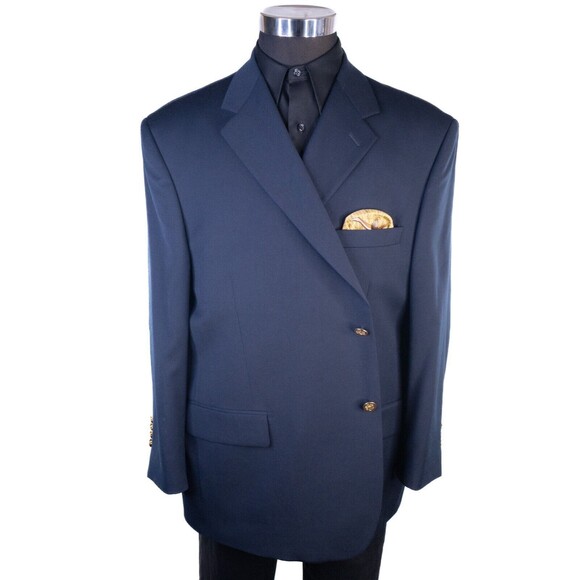 Joseph & Feiss Gold Classic Fit 100% Wool 2 Button 48S Navy Two Gold Buttons - Picture 2 of 14